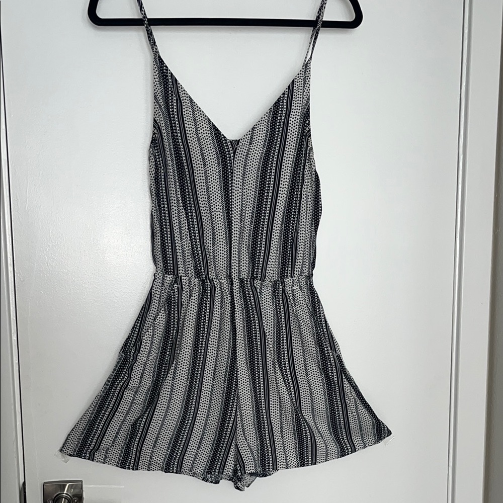 H&M Black and White romper with Stripes and V-Neck